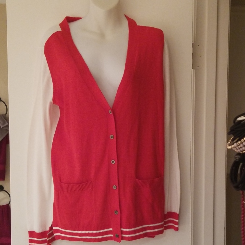 Red and White Cardigan